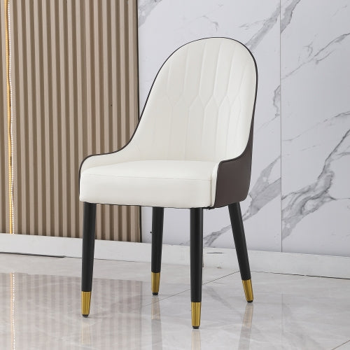 Curved Back PU Leather Dining Chairs, Set of 2, Brown