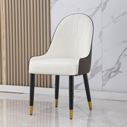 Curved Back PU Leather Dining Chairs, Set of 2, Brown