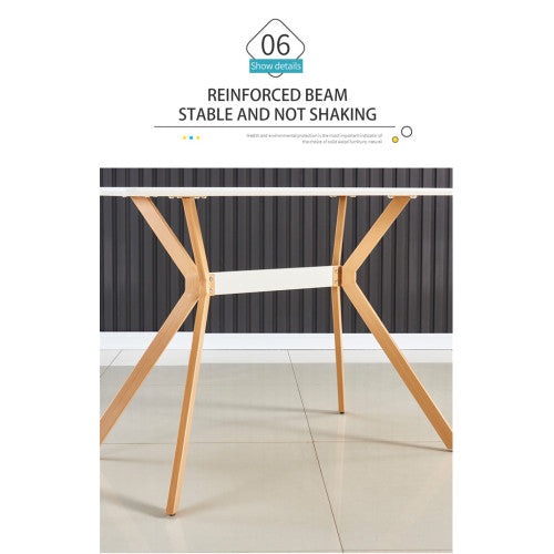 Modern Minimalist Dining Table with MDF Top and Metal Legs, White