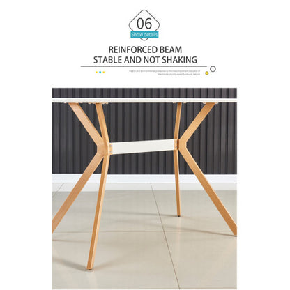 Modern Minimalist Dining Table with MDF Top and Metal Legs, White