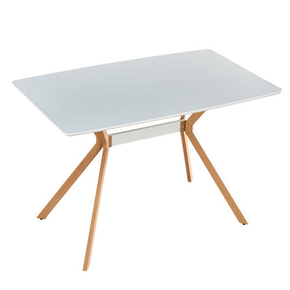 Modern Minimalist Dining Table with MDF Top and Metal Legs, White