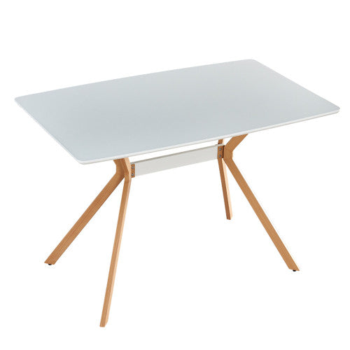 Modern Minimalist Dining Table with MDF Top and Metal Legs, White