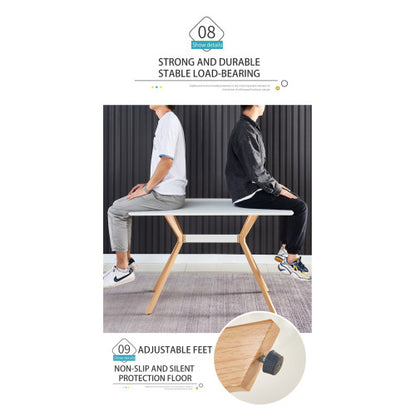 Modern Minimalist Dining Table with MDF Top and Metal Legs, White