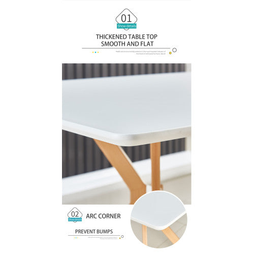 Modern Minimalist Dining Table with MDF Top and Metal Legs, White