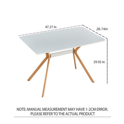 Modern Minimalist Dining Table with MDF Top and Metal Legs, White