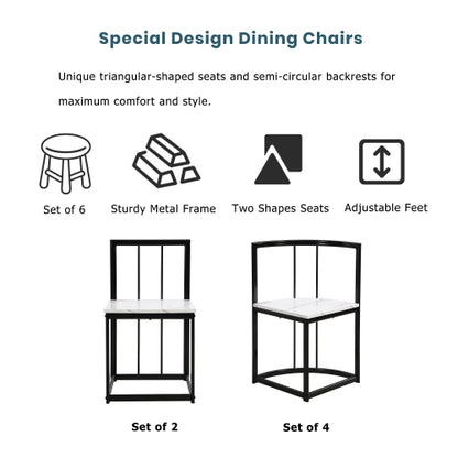 7-Piece Black & White Faux Marble Dining Set, 53.5inch  Table & 6 Chairs