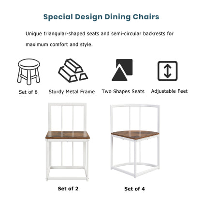 7-Piece White & Cherry Dining Set, Faux Marble Table & 6 Chairs