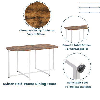 7-Piece White & Cherry Dining Set, Faux Marble Table & 6 Chairs
