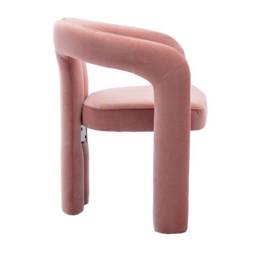 Velvet Upholstered Barrel Dining Armchairs, Set of 2, Pink