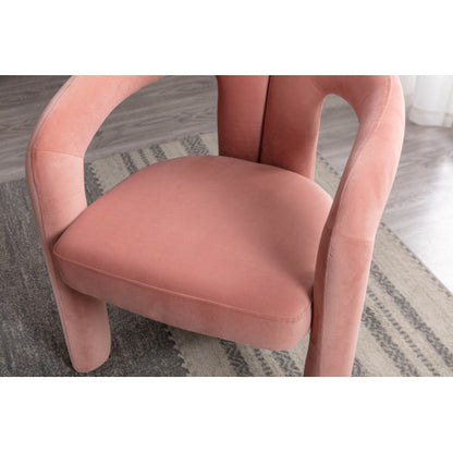 Velvet Upholstered Barrel Dining Armchairs, Set of 2, Pink