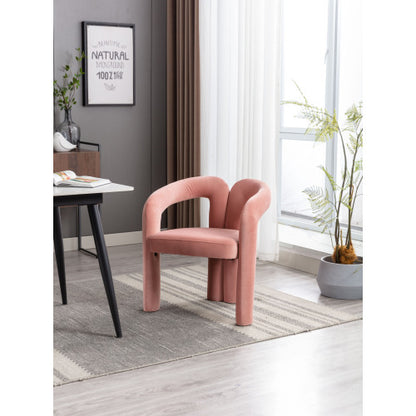 Velvet Upholstered Barrel Dining Armchairs, Set of 2, Pink