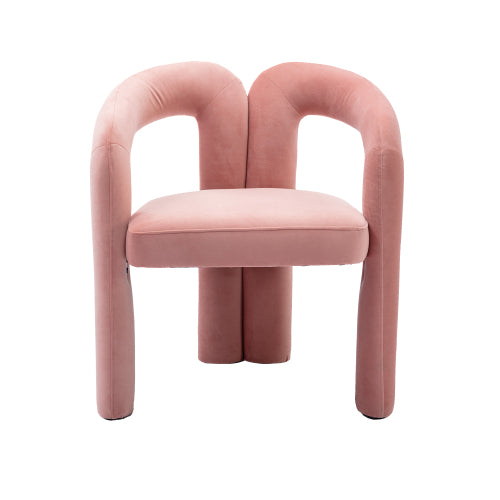 Velvet Upholstered Barrel Dining Armchairs, Set of 2, Pink