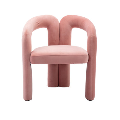 Velvet Upholstered Barrel Dining Armchairs, Set of 2, Pink