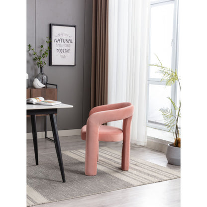 Velvet Upholstered Barrel Dining Armchairs, Set of 2, Pink