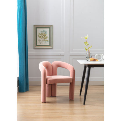 Velvet Upholstered Barrel Dining Armchairs, Set of 2, Pink