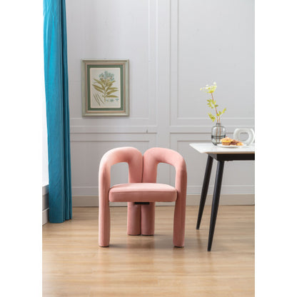 Velvet Upholstered Barrel Dining Armchairs, Set of 2, Pink