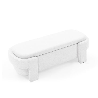 Linen Fabric Upholstered Bench with Large Storage Space for the Living Room, Entryway and Bedroom,White,( 51.5''x20.5''x17'' )