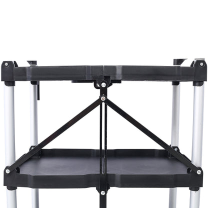 3 Layers Folding Collapsible Service Cart Pack-N-Roll Folding Collapsible Service Cart, Black, 50 Lb. Load Capacity per Shelf