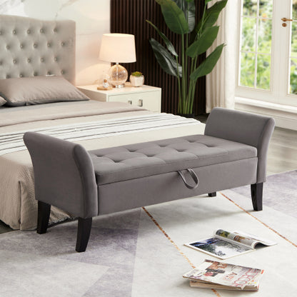 51.5inch  Bed Bench with Storage Grey Velvet