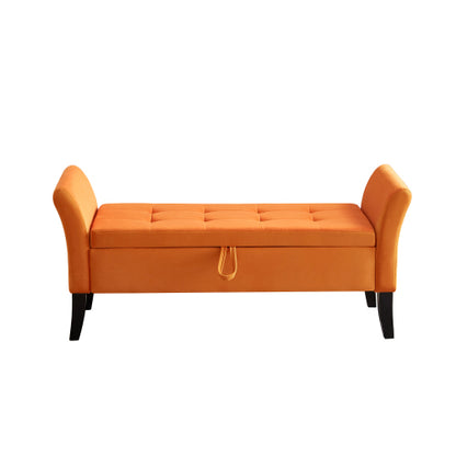 51.5inch  Bed Bench with Storage Orange Velvet