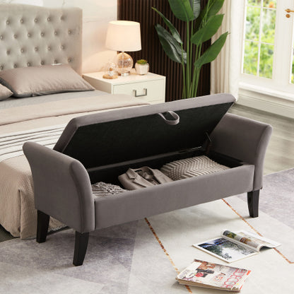 51.5inch  Bed Bench with Storage Grey Velvet