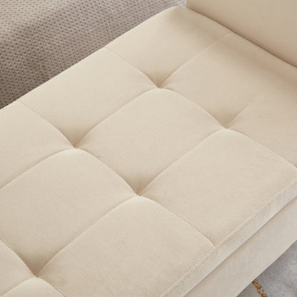 51.5inch  Bed Bench with Storage Beige Velvet