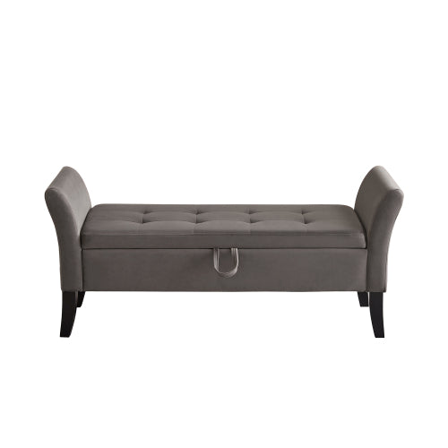 51.5inch  Bed Bench with Storage Grey Velvet
