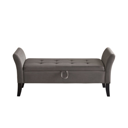 51.5inch  Bed Bench with Storage Grey Velvet
