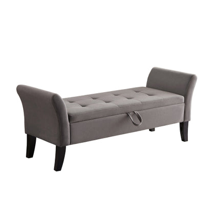 51.5inch  Bed Bench with Storage Grey Velvet