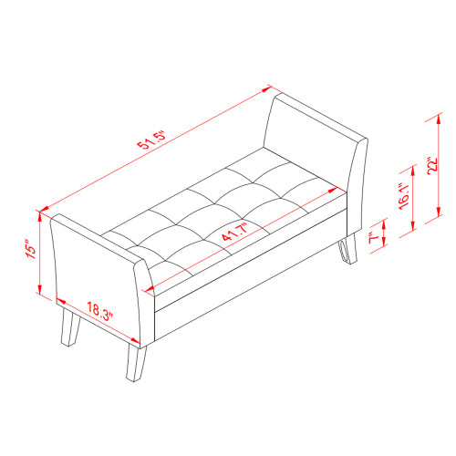 51.5inch  Bed Bench with Storage Orange Velvet