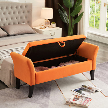 51.5inch  Bed Bench with Storage Orange Velvet