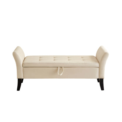 51.5inch  Bed Bench with Storage Beige Velvet