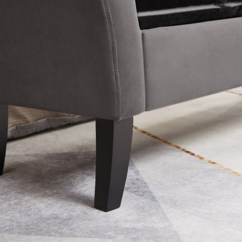 51.5inch  Bed Bench with Storage Grey Velvet