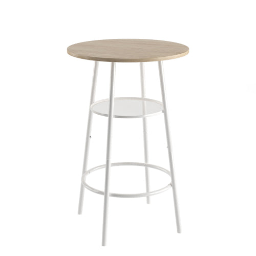 Bar Table Set with 2 Bar stools PU Soft seat with backrest, Grey, 23.62inch  W x 23.62inch  D x 35.43inch  H