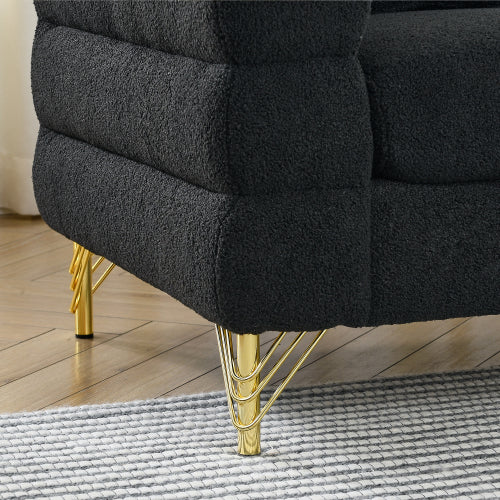 81 inch  Black Teddy 3-Seater Deep-Seat Sectional Sofa with 3 Lumbar Pillows