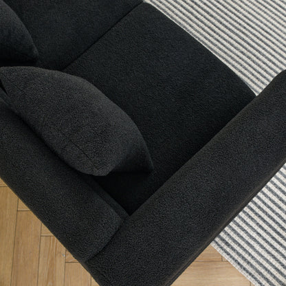 81 inch  Black Teddy 3-Seater Deep-Seat Sectional Sofa with 3 Lumbar Pillows