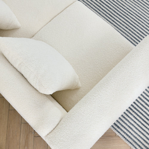 81 inch  White Teddy Ivory 3-Seater Streamline Modern Sectional Sofa,3 Pillows