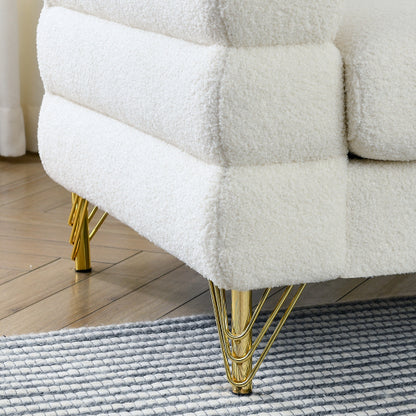 81 inch  White Teddy Ivory 3-Seater Streamline Modern Sectional Sofa,3 Pillows