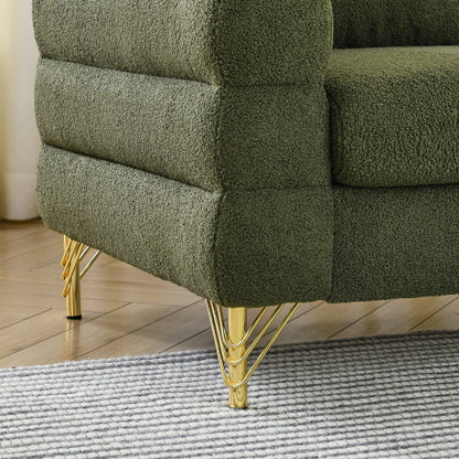81 inch  Green Teddy 3-Seater Deep-Seat Sectional Sofa with 3 Lumbar Pillows