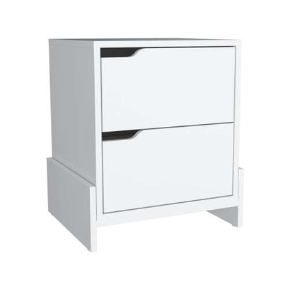 2-Drawer Nightstand with Open Shelf, Modern End Table with Storage Cabinet for Bedroom