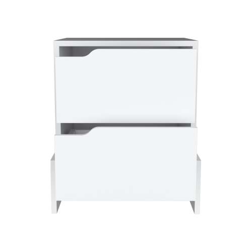 2-Drawer Nightstand with Open Shelf, Modern End Table with Storage Cabinet for Bedroom
