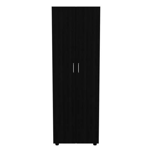 Armoire-organiser 70.8"H, Two Shelves, Rod, Double Door Cabinet Armoire, Black