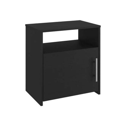 Black RTA Nightstand with Cabinet & Shelf