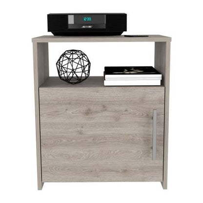 Light Gray Nightstand, Single Door Cabinet & Shelf, RTA Design