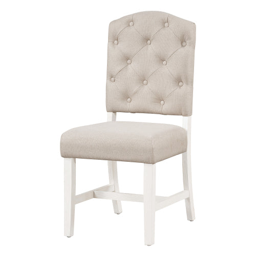 Retro Dining Chair Set of 4, Oak Natural Wood & Off White Upholstery, 250 lbs