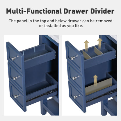 36" Bathroom Vanity with Sink, One Cabinet and Three Drawers, Solid Wood and MDF Board, Blue (Old Sku:SY999505AAC-6)