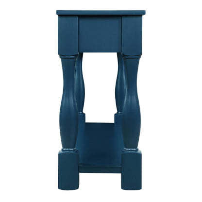 63 Inch Wood Console Table with 3 Drawers & Shelf Navy Blue Entryway Table