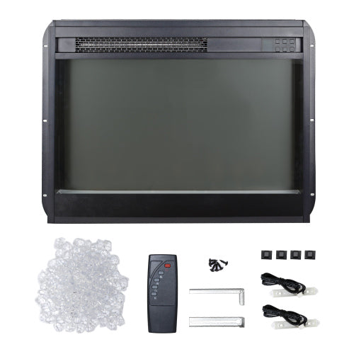 23 inch electric fireplace insert, ultra thin heater with crystal & realistic flame, remote control with timer, overheating protection,with sidelight