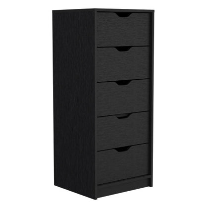 5 Drawers Tall Dresser, Pull Out System -Black