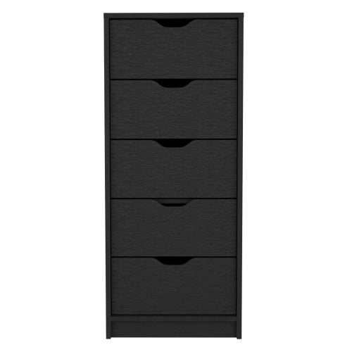 5 Drawers Tall Dresser, Pull Out System -Black